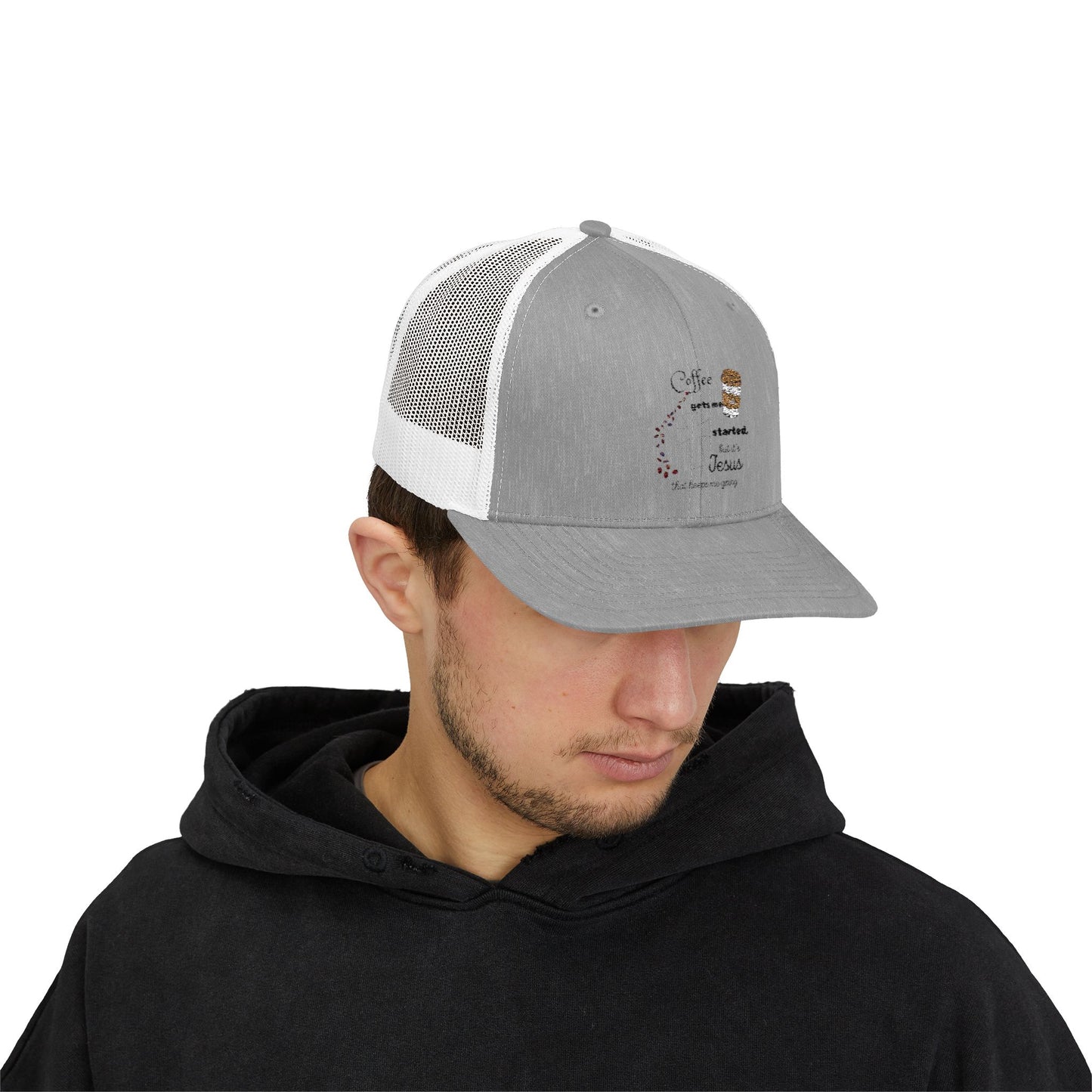Coffee & Jesus Snapback Trucker Cap - Motivational Hat for Coffee Lovers