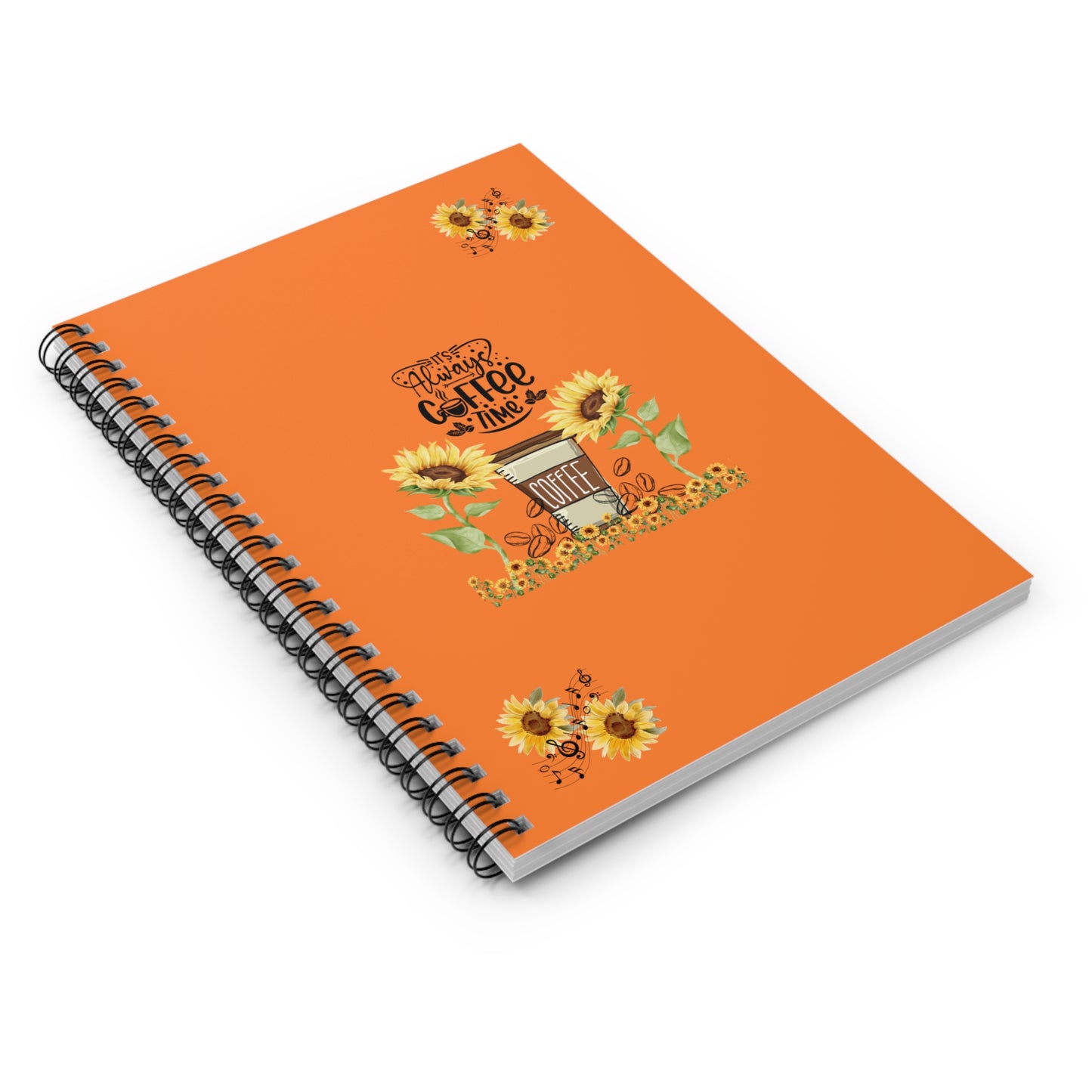 Sunflower Coffee Spiral Notebook - Perfect for Journaling, Gift for Coffee Lovers, Back to School, Fall Decor, Study Supplies, Floral Design