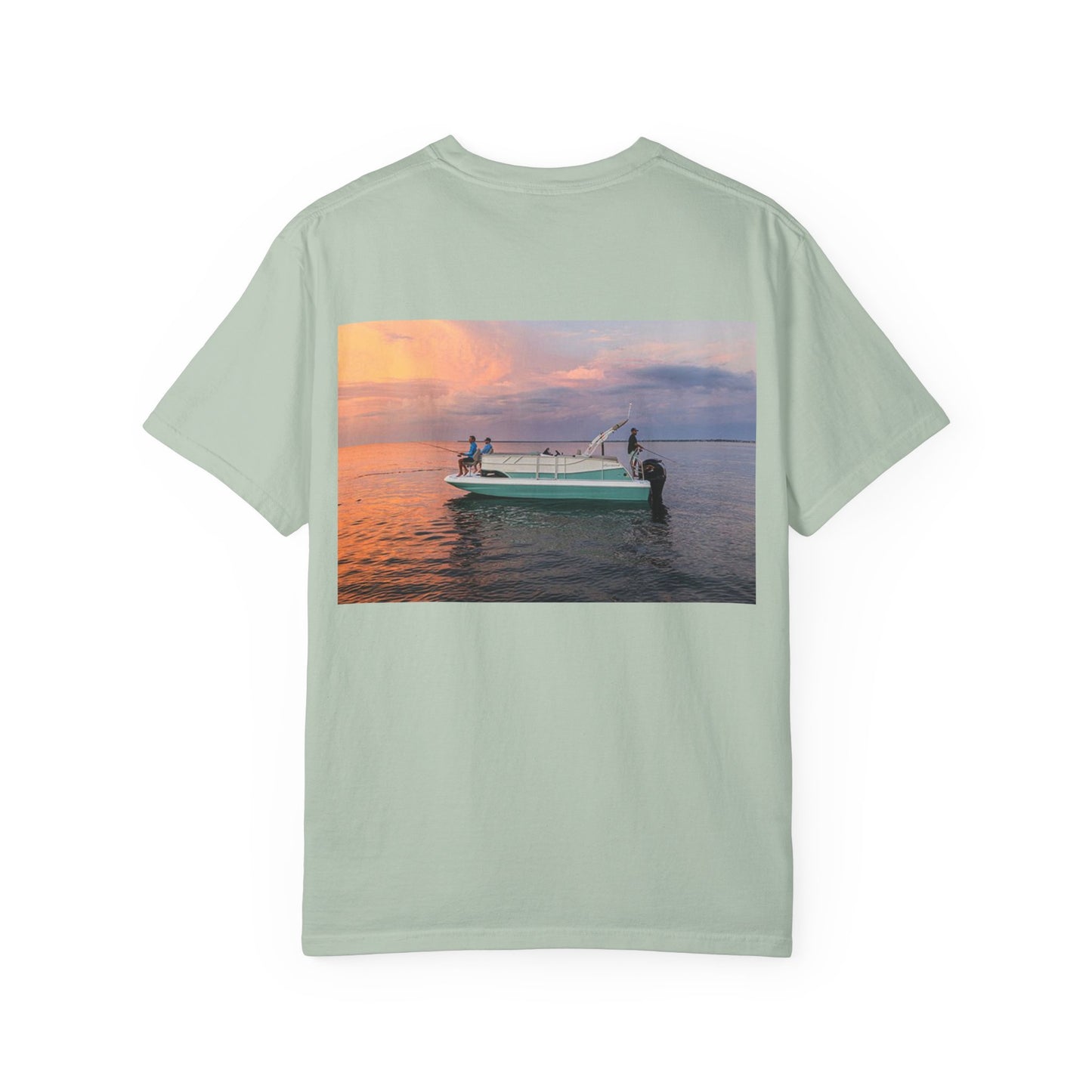 Casual Sunset Boat Tee - Garment-Dyed Unisex T-shirt for Dreamers and Adventurers