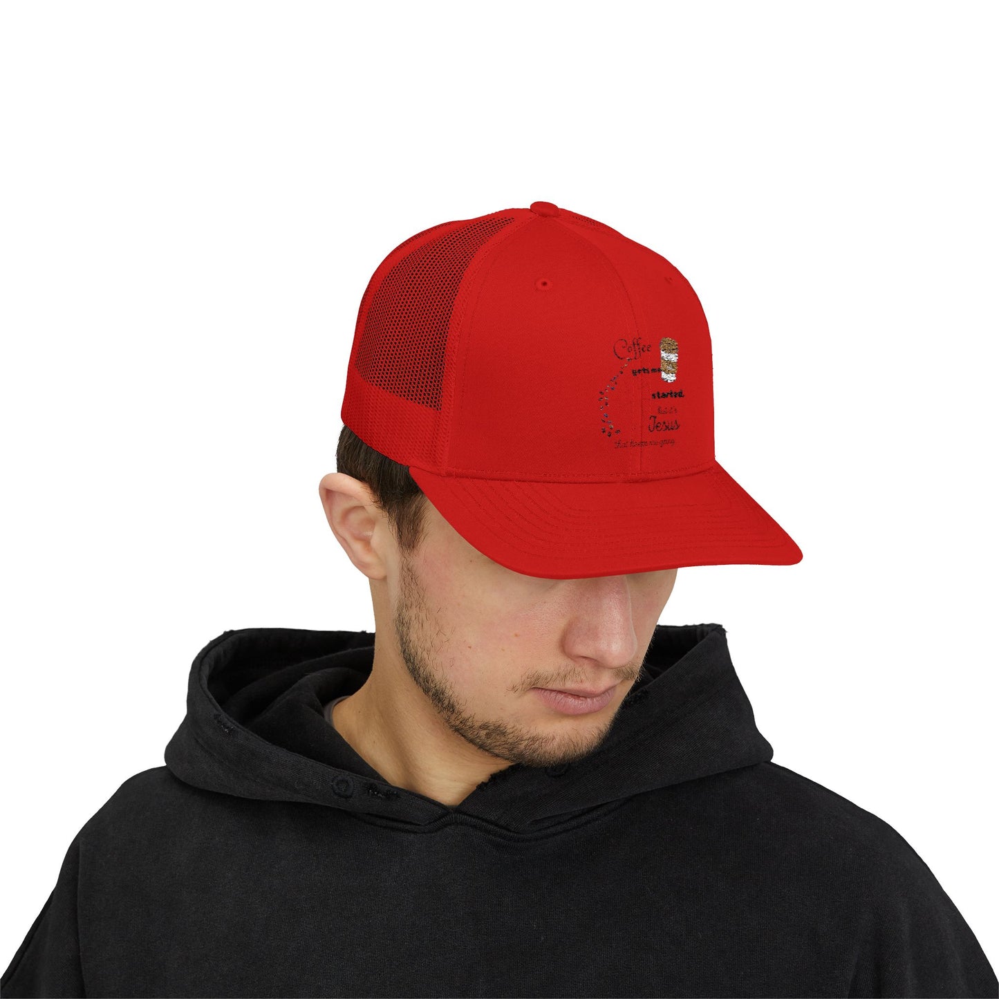 Coffee & Jesus Snapback Trucker Cap - Motivational Hat for Coffee Lovers