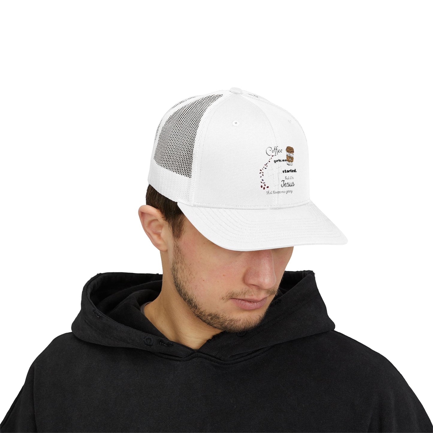 Coffee & Jesus Snapback Trucker Cap - Motivational Hat for Coffee Lovers