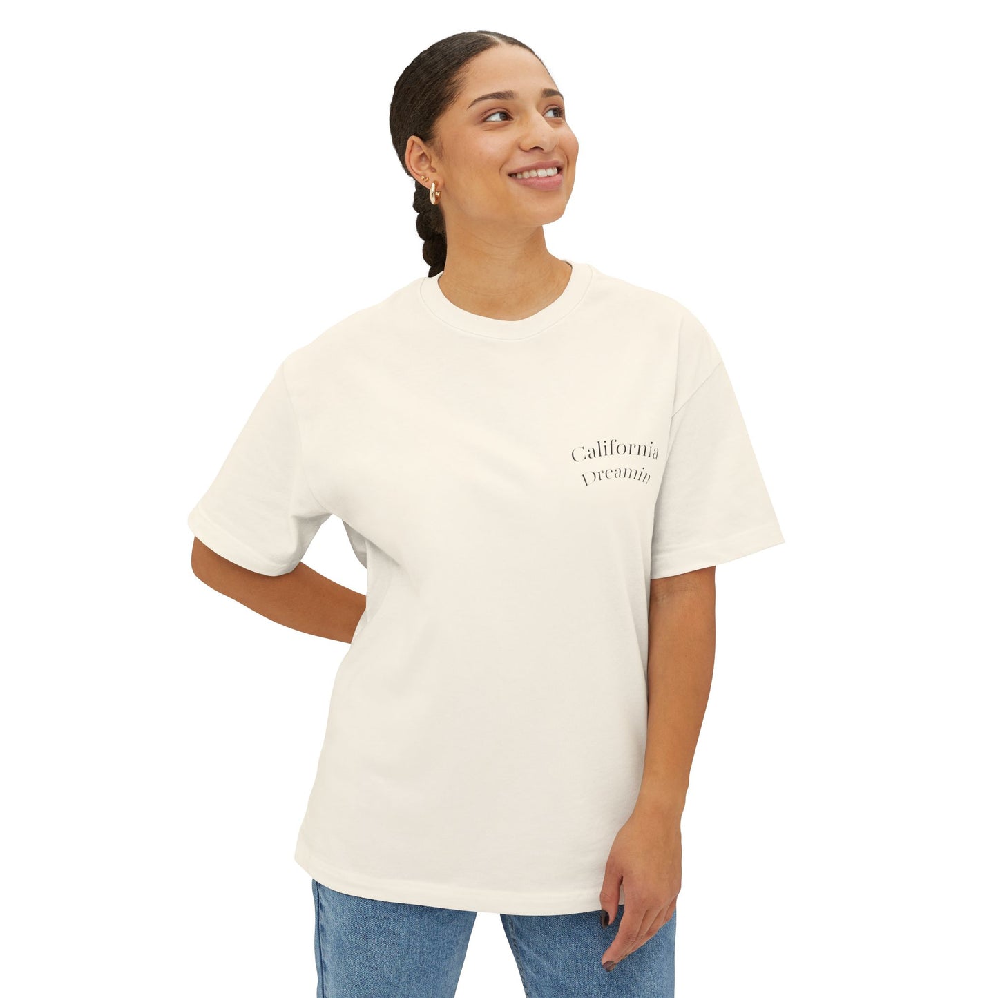 California Dreamin' Oversized Tee - Unisex Boxy T-Shirt with Sunset Graphic