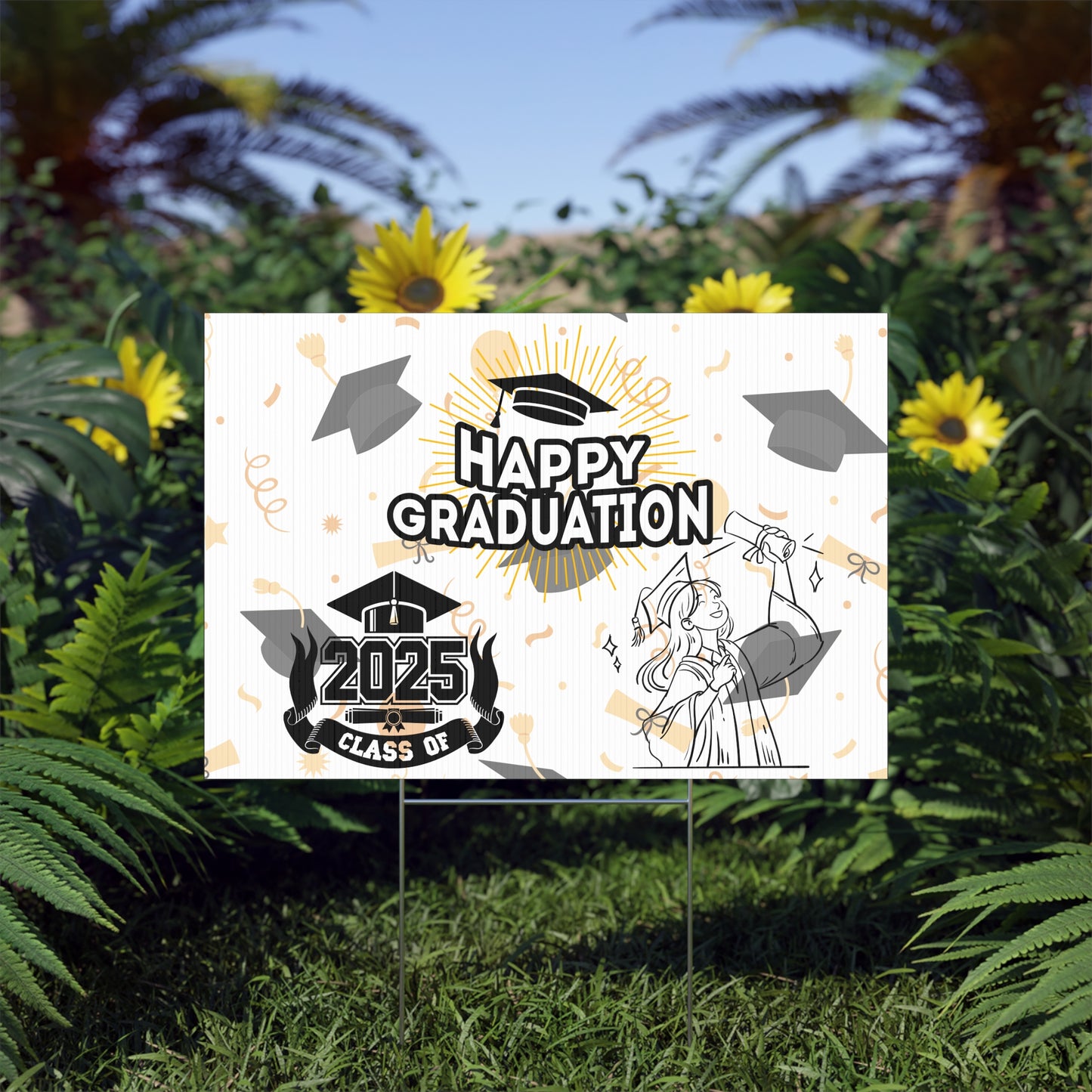 Graduation Lawn Sign - Happy Graduation 2025 Celebration Decor
