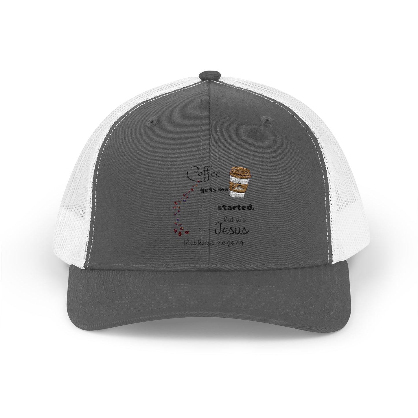 Coffee & Jesus Snapback Trucker Cap - Motivational Hat for Coffee Lovers