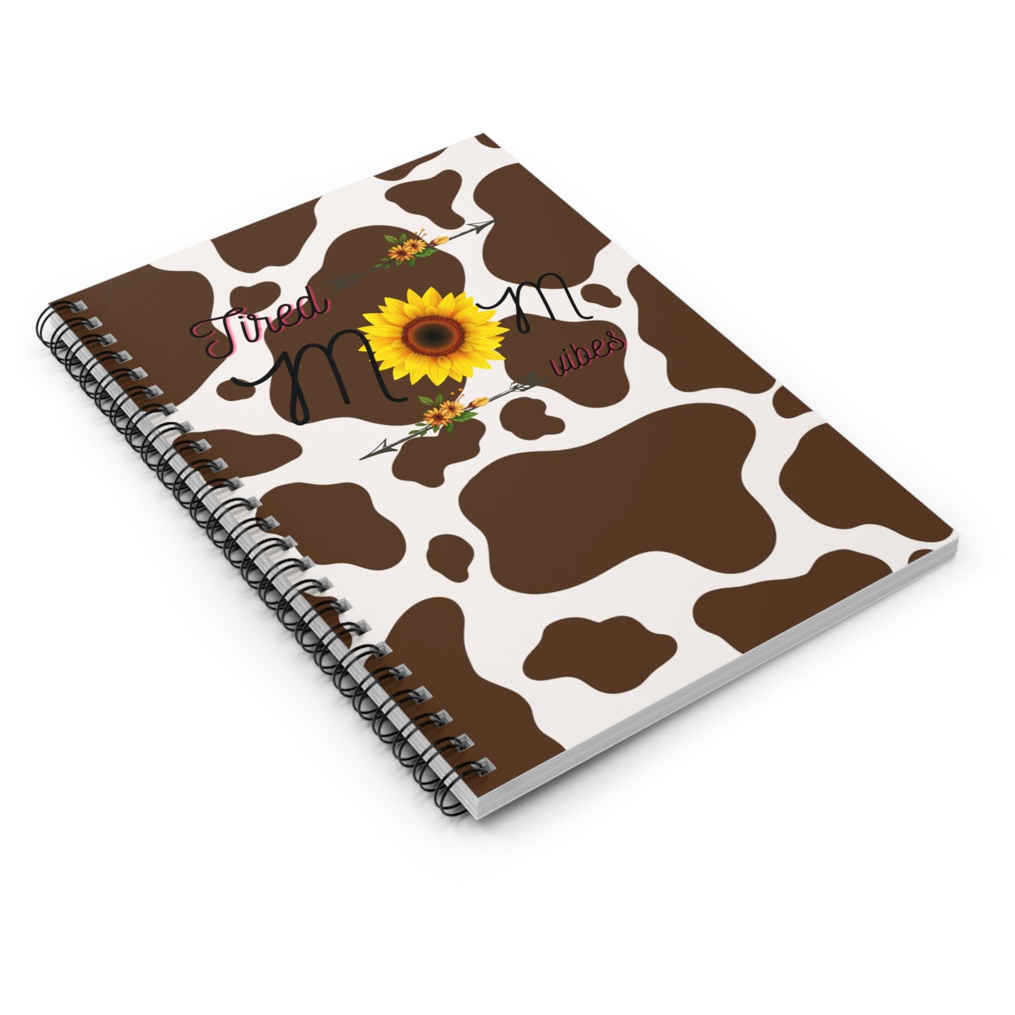 Tired Mom Vibes Spiral Notebook - Cute Cow Print Journal for Busy Moms