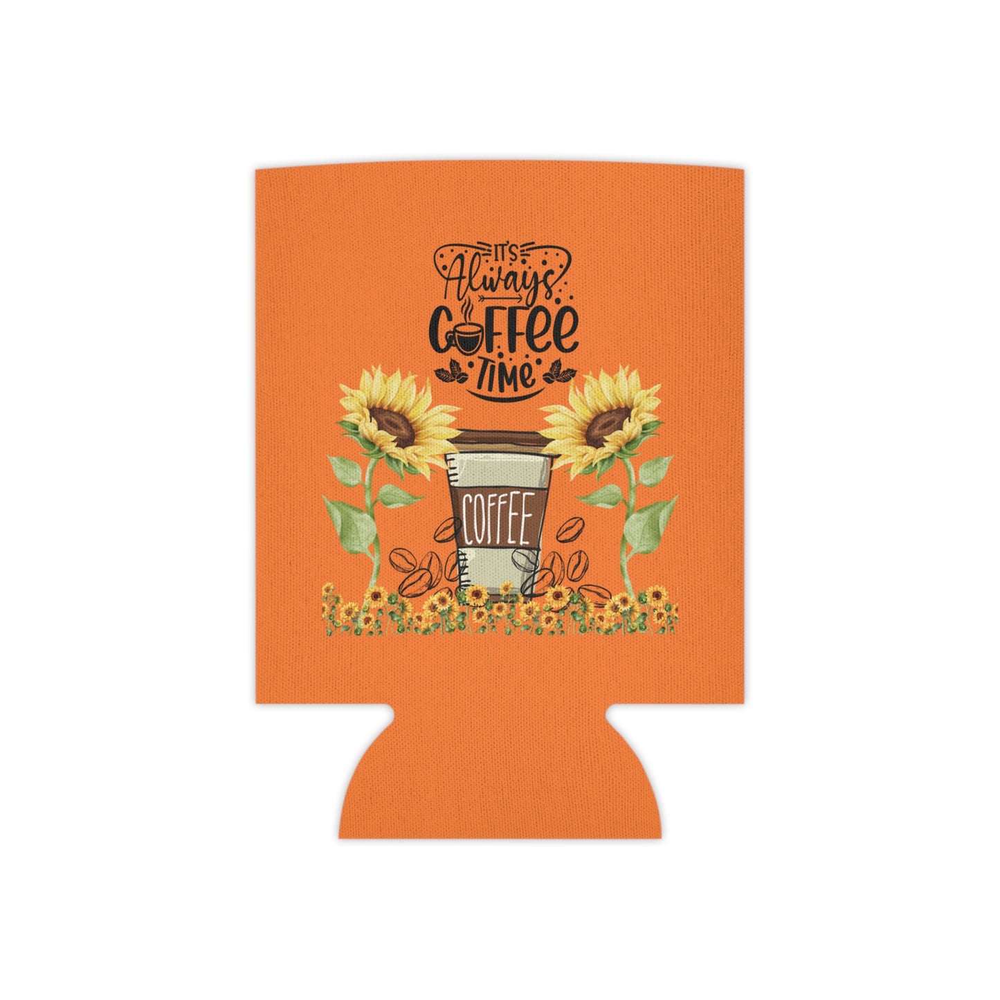 Coffee Time Can Cooler | Sunflower Design, Floral Drink Sleeve, Perfect Gift for Coffee Lovers, Outdoor Events, Summer Parties