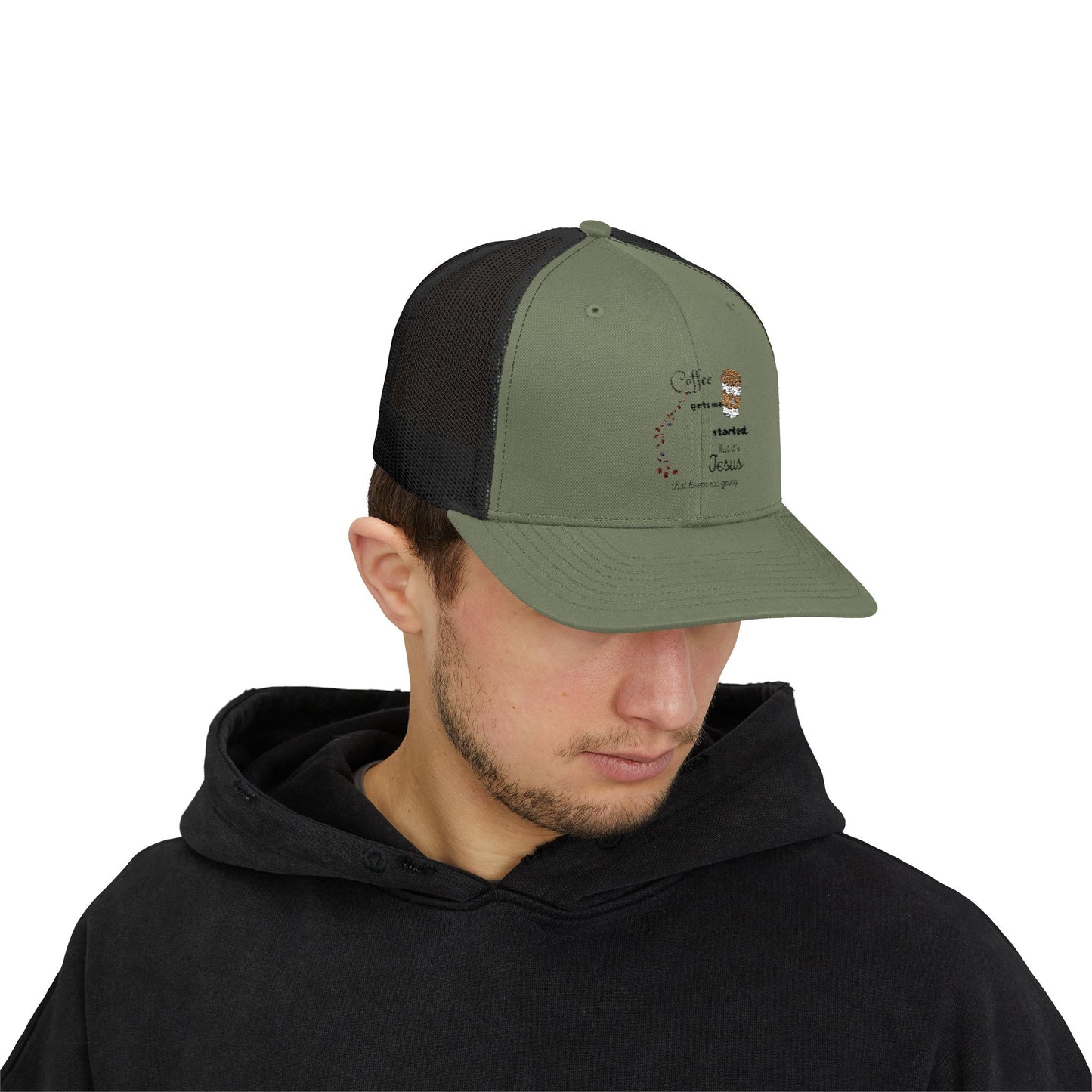 Coffee & Jesus Snapback Trucker Cap - Motivational Hat for Coffee Lovers