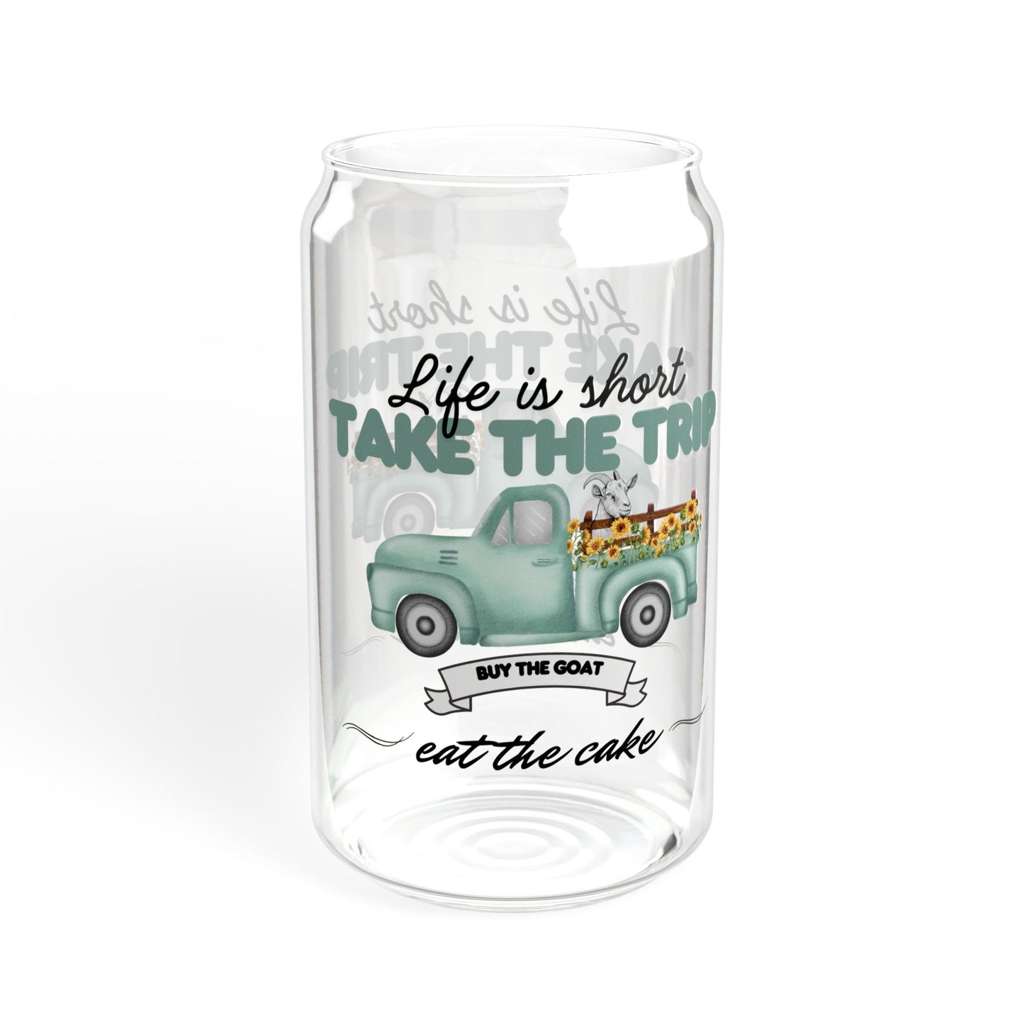 Life is Short Sipper Glass - 16oz Travel-Themed Drinkware with Bamboo Lid & Straw