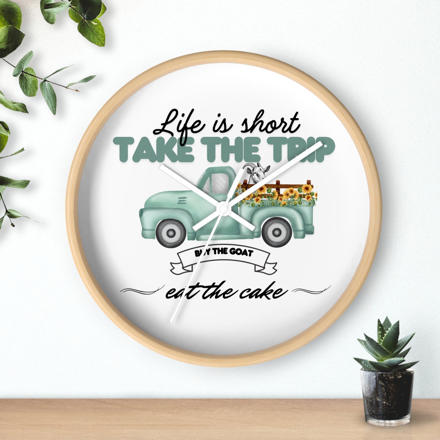 Rustic Farmhouse Wall Clock - 'Life is Short, Take the Trip' Decor for Home