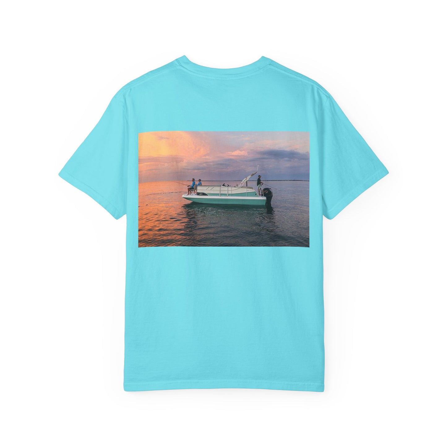 Casual Sunset Boat Tee - Garment-Dyed Unisex T-shirt for Dreamers and Adventurers