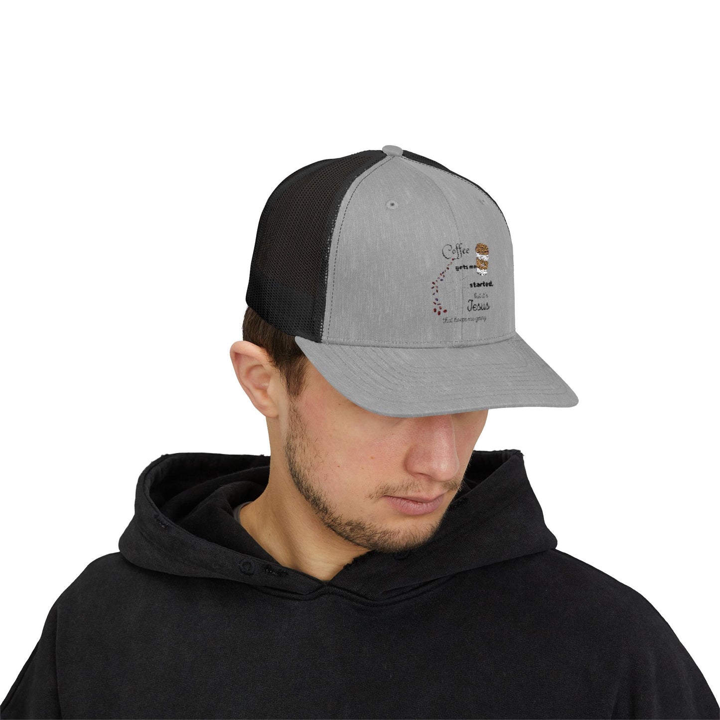 Coffee & Jesus Snapback Trucker Cap - Motivational Hat for Coffee Lovers