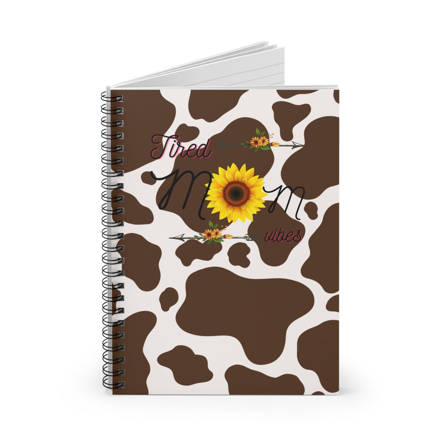 Tired Mom Vibes Spiral Notebook - Cute Cow Print Journal for Busy Moms