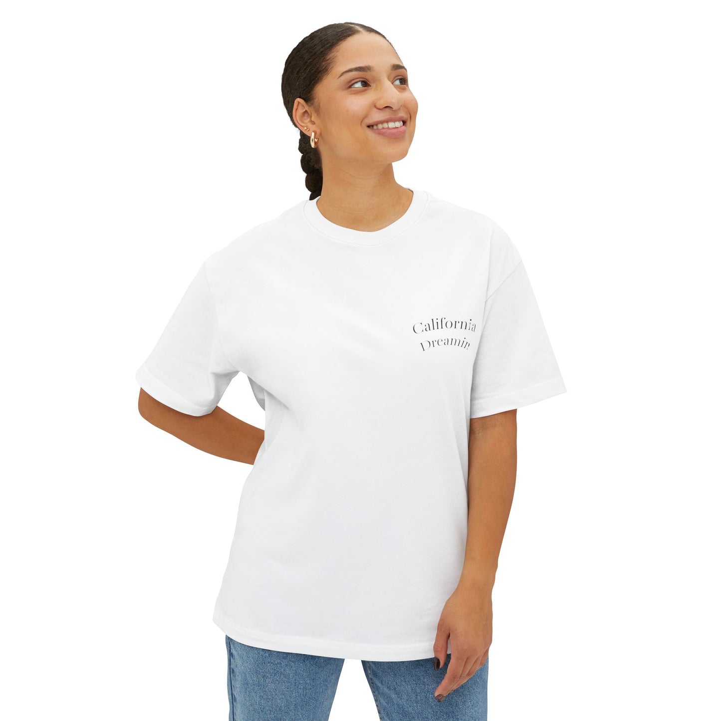 California Dreamin' Oversized Tee - Unisex Boxy T-Shirt with Sunset Graphic