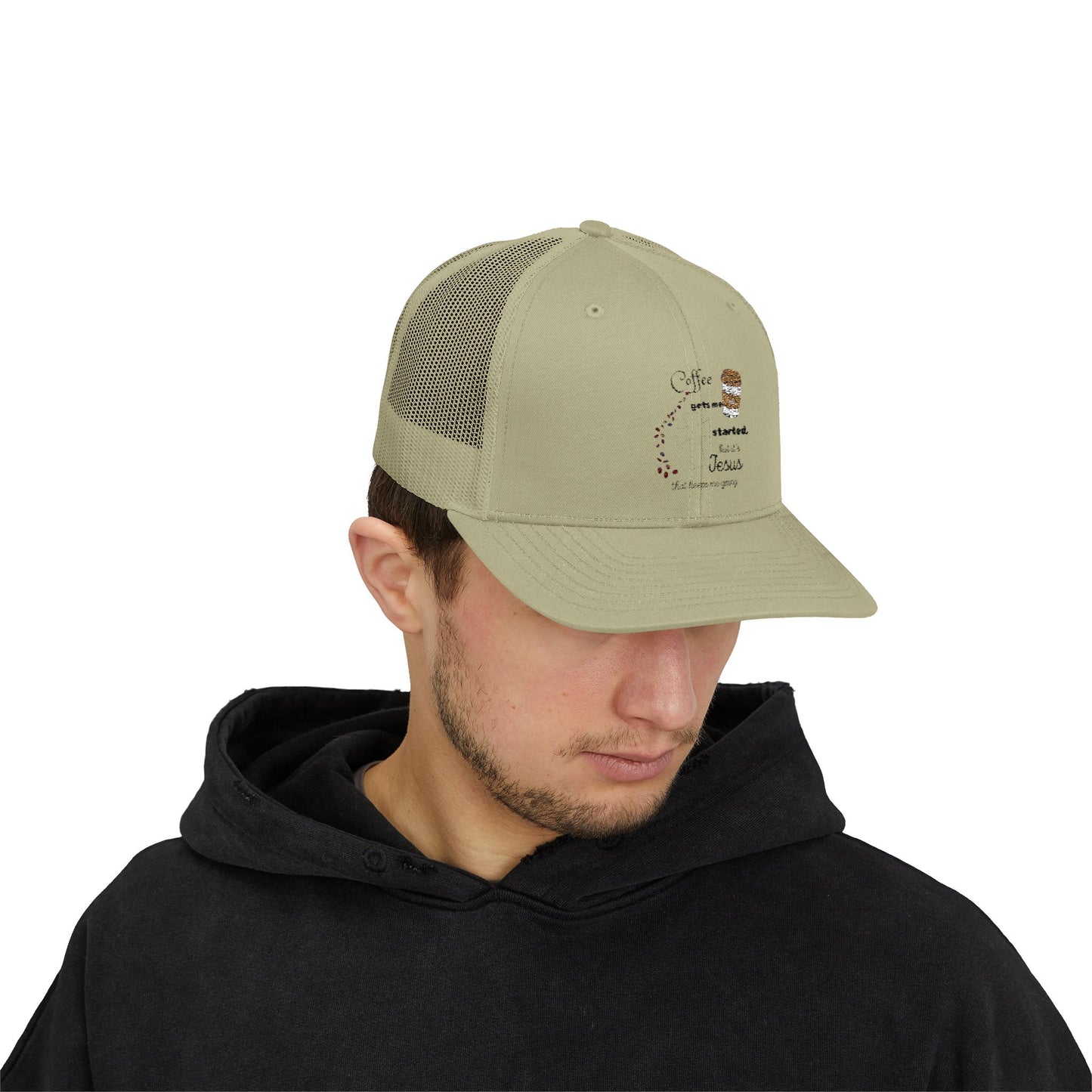 Coffee & Jesus Snapback Trucker Cap - Motivational Hat for Coffee Lovers