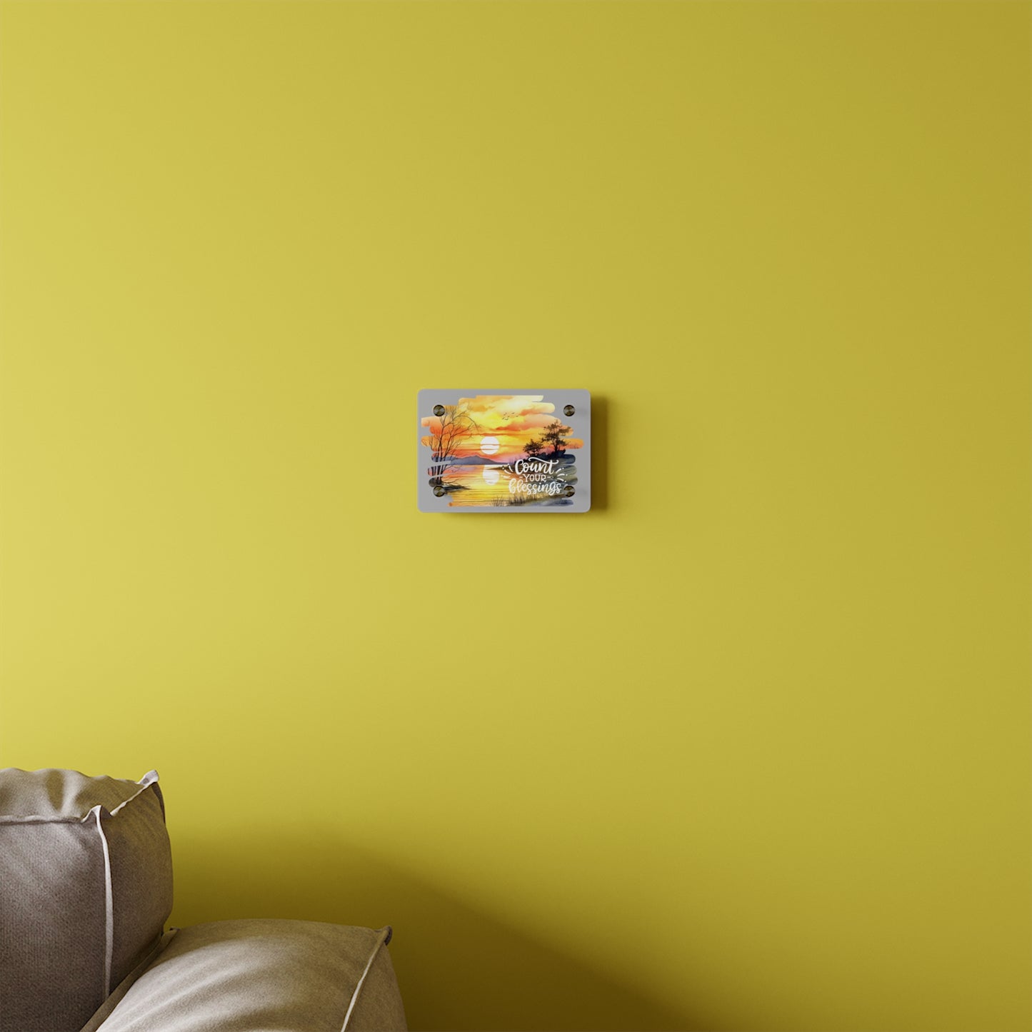 Sunset Acrylic Wall Art Panel - "Count Your Blessings" Home Decor