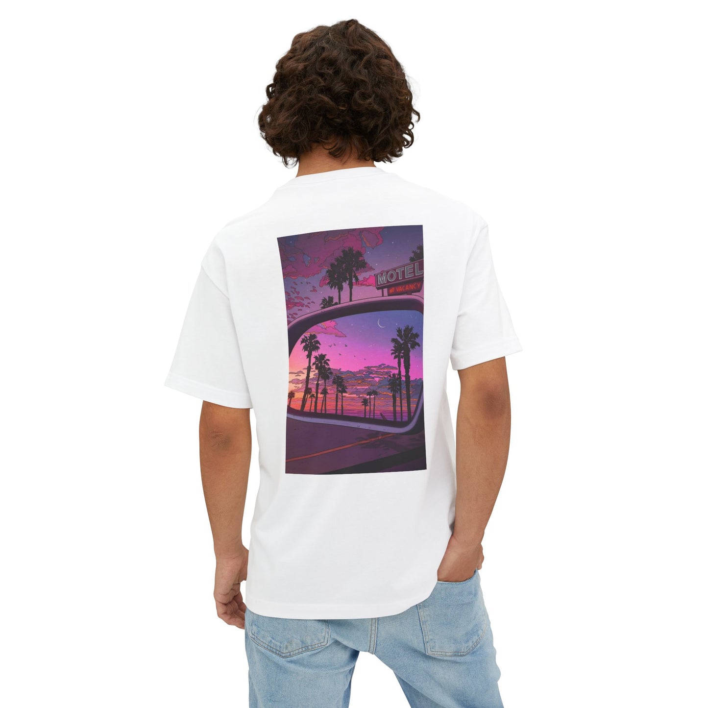 California Dreamin' Oversized Tee - Unisex Boxy T-Shirt with Sunset Graphic