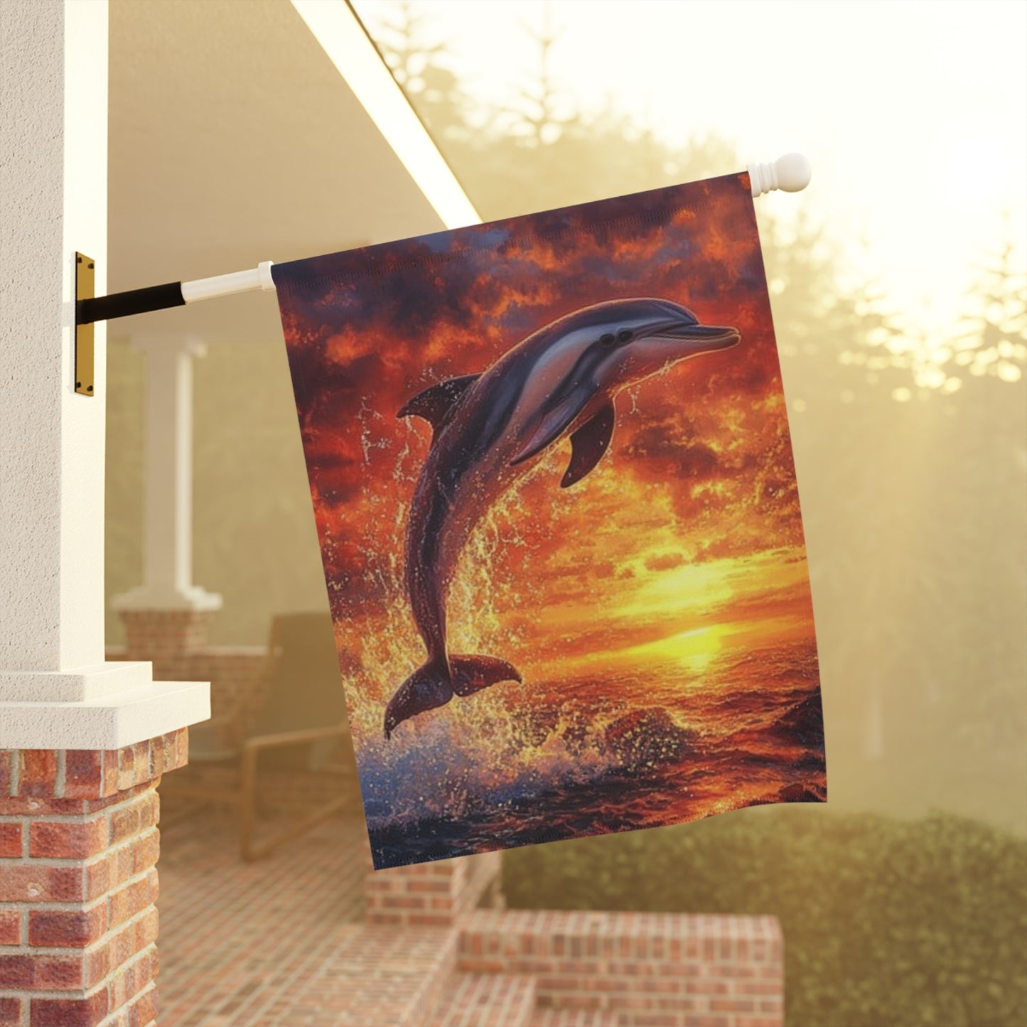 Dolphin Sunset Garden Banner