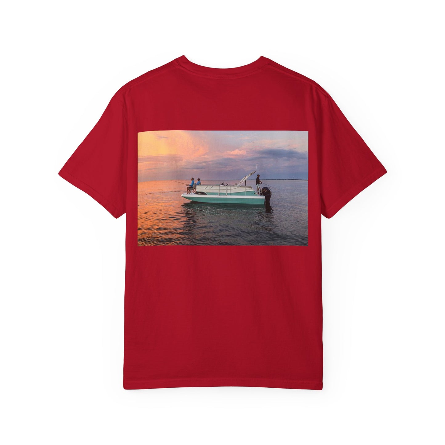 Casual Sunset Boat Tee - Garment-Dyed Unisex T-shirt for Dreamers and Adventurers