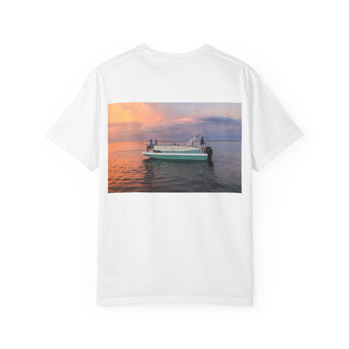Casual Sunset Boat Tee - Garment-Dyed Unisex T-shirt for Dreamers and Adventurers