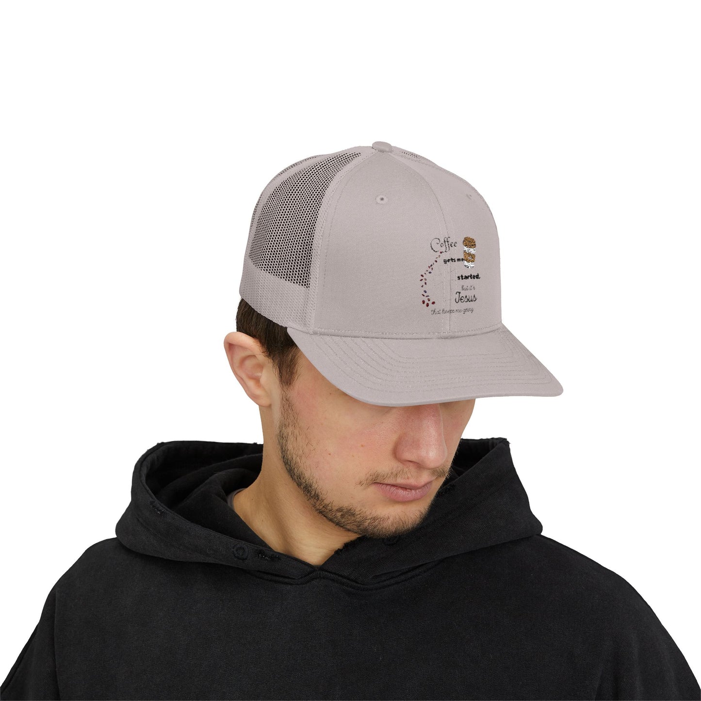 Coffee & Jesus Snapback Trucker Cap - Motivational Hat for Coffee Lovers