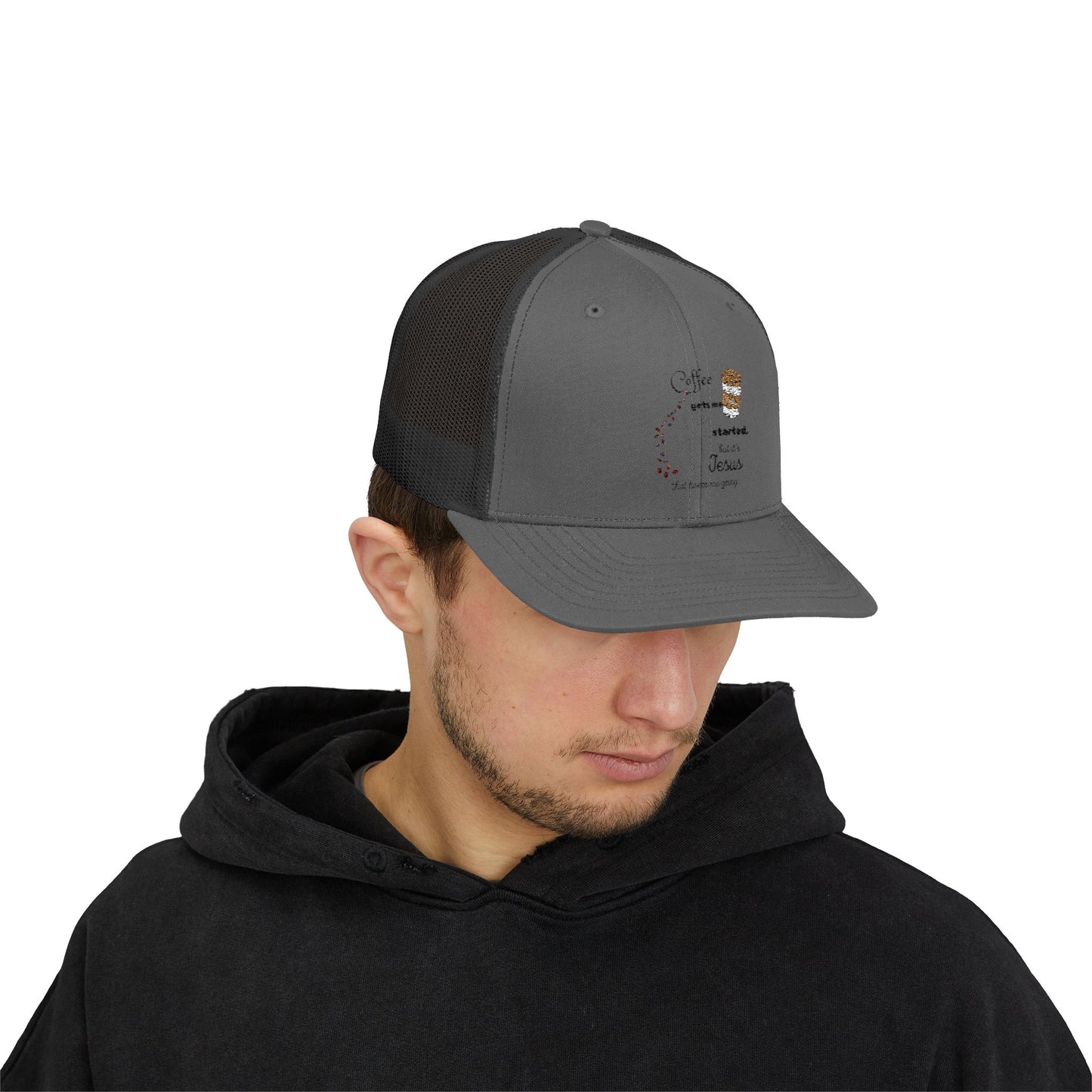 Coffee & Jesus Snapback Trucker Cap - Motivational Hat for Coffee Lovers
