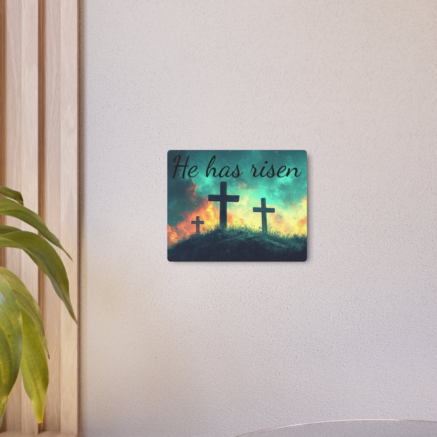 Inspirational Metal Art Sign with Cross Design