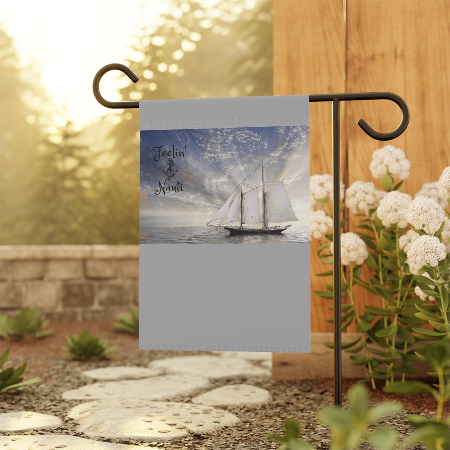 Nautical Garden Banner, Outdoor Decor, Sailboat Flag, Maritime Home Decoration, Beach House Sign, Coastal Charm
