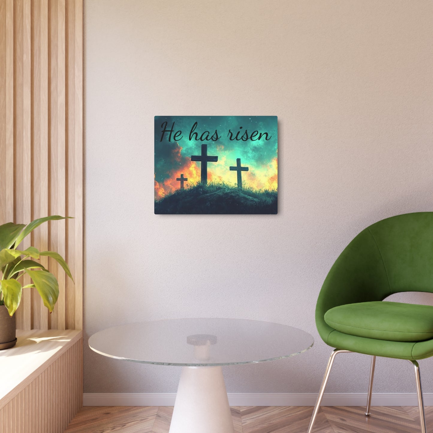 Inspirational Metal Art Sign with Cross Design