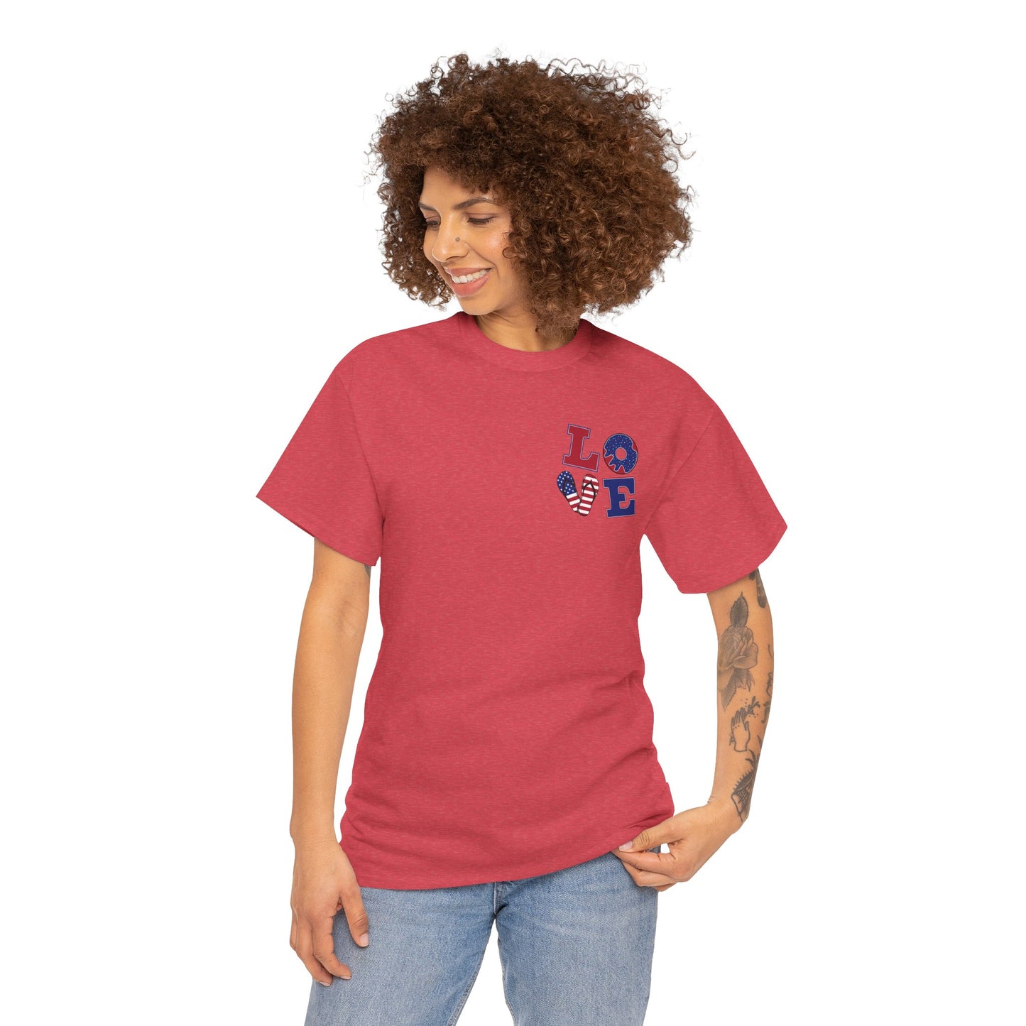 Patriotic Love Unisex Heavy Cotton Tee - God Bless the USA Design