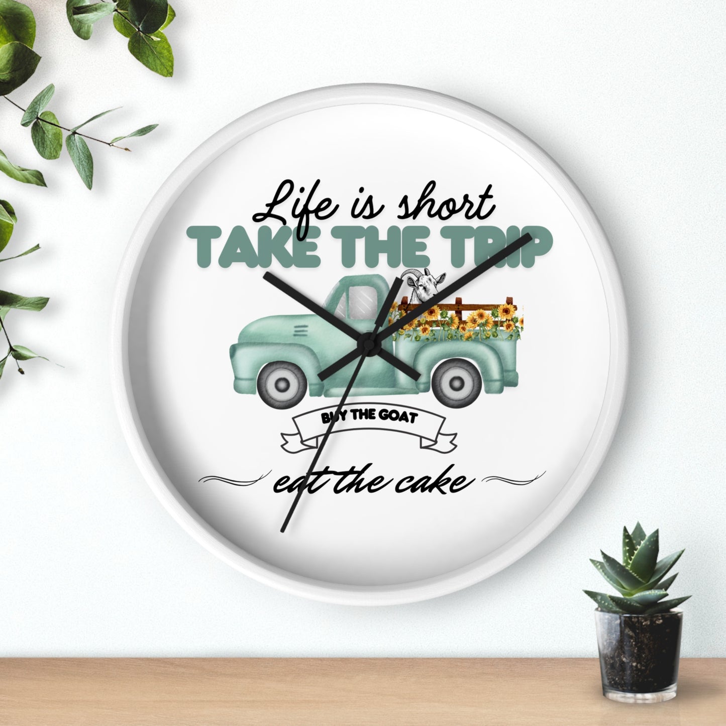 Rustic Farmhouse Wall Clock - 'Life is Short, Take the Trip' Decor for Home