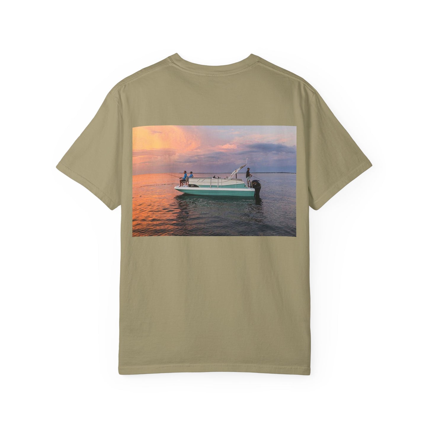 Casual Sunset Boat Tee - Garment-Dyed Unisex T-shirt for Dreamers and Adventurers