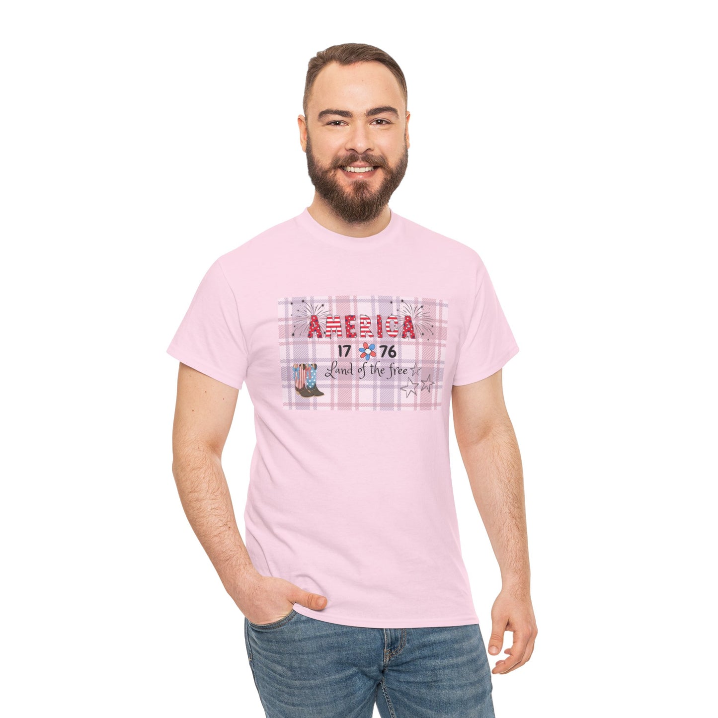 Patriotic Unisex Heavy Cotton Tee | America 1776 Land of the Free