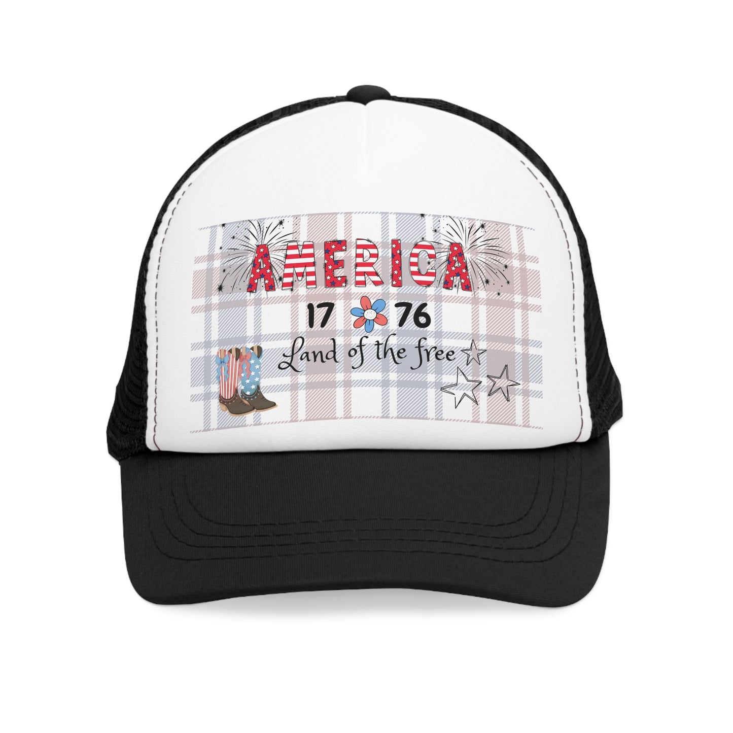 Patriotic Mesh Cap, USA Trucker Hat, 4th of July Gift, Independence Day Apparel, America Land of the Free Hat