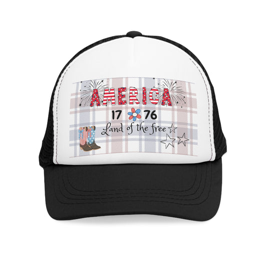Patriotic Mesh Cap, USA Trucker Hat, 4th of July Gift, Independence Day Apparel, America Land of the Free Hat