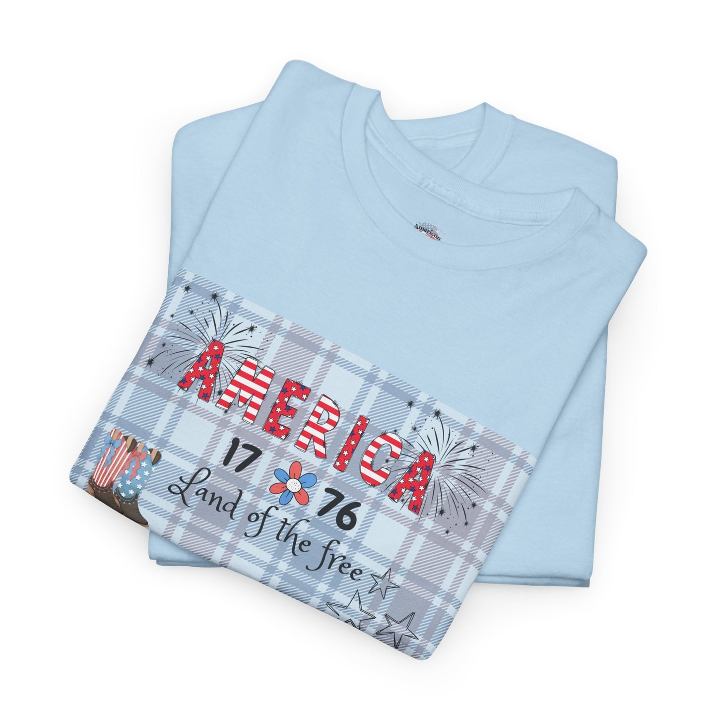 Patriotic Unisex Heavy Cotton Tee | America 1776 Land of the Free