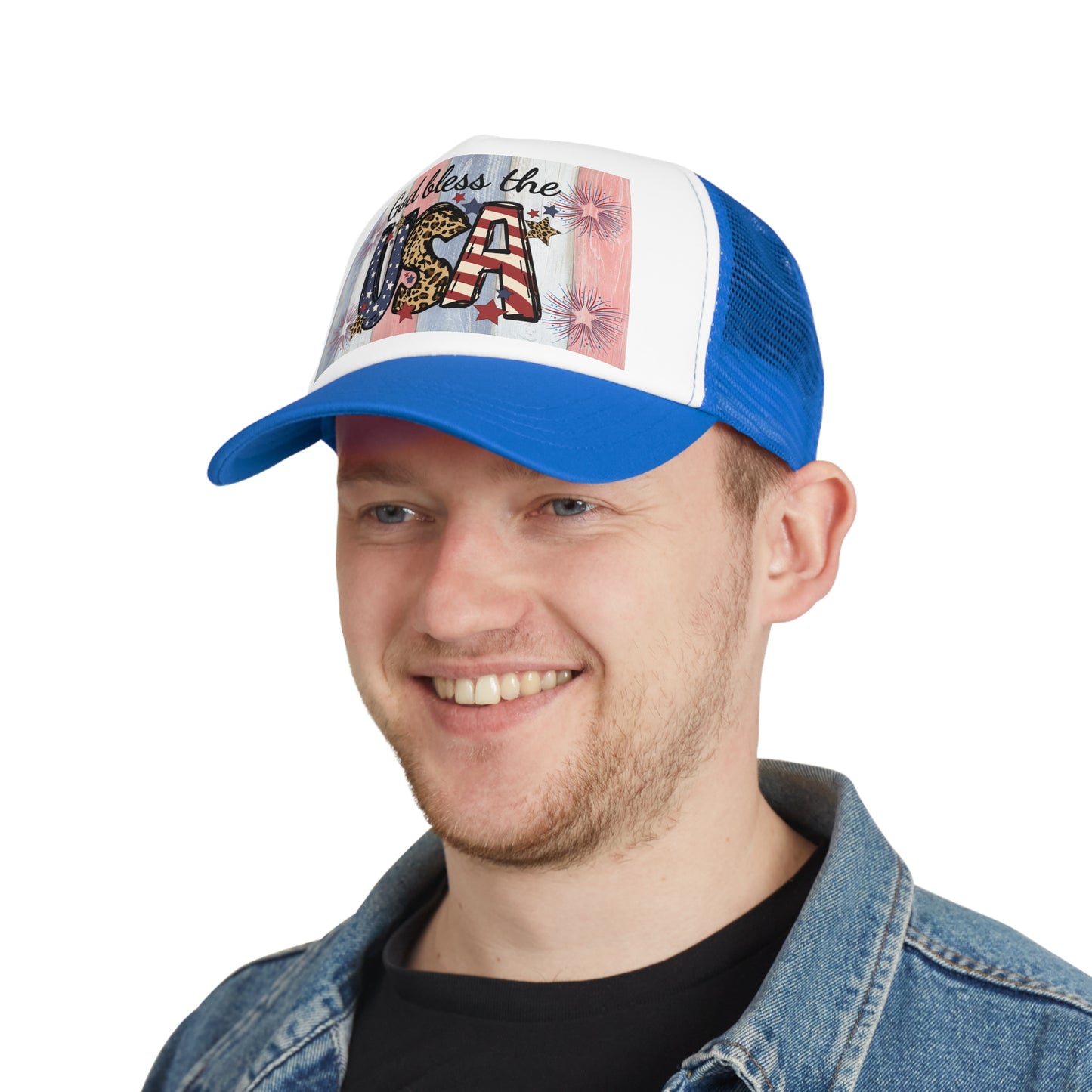 God Bless the USA Mesh Cap, Patriotic Hat, Americana Cap, 4th of July Accessory, Summer Festival Gear