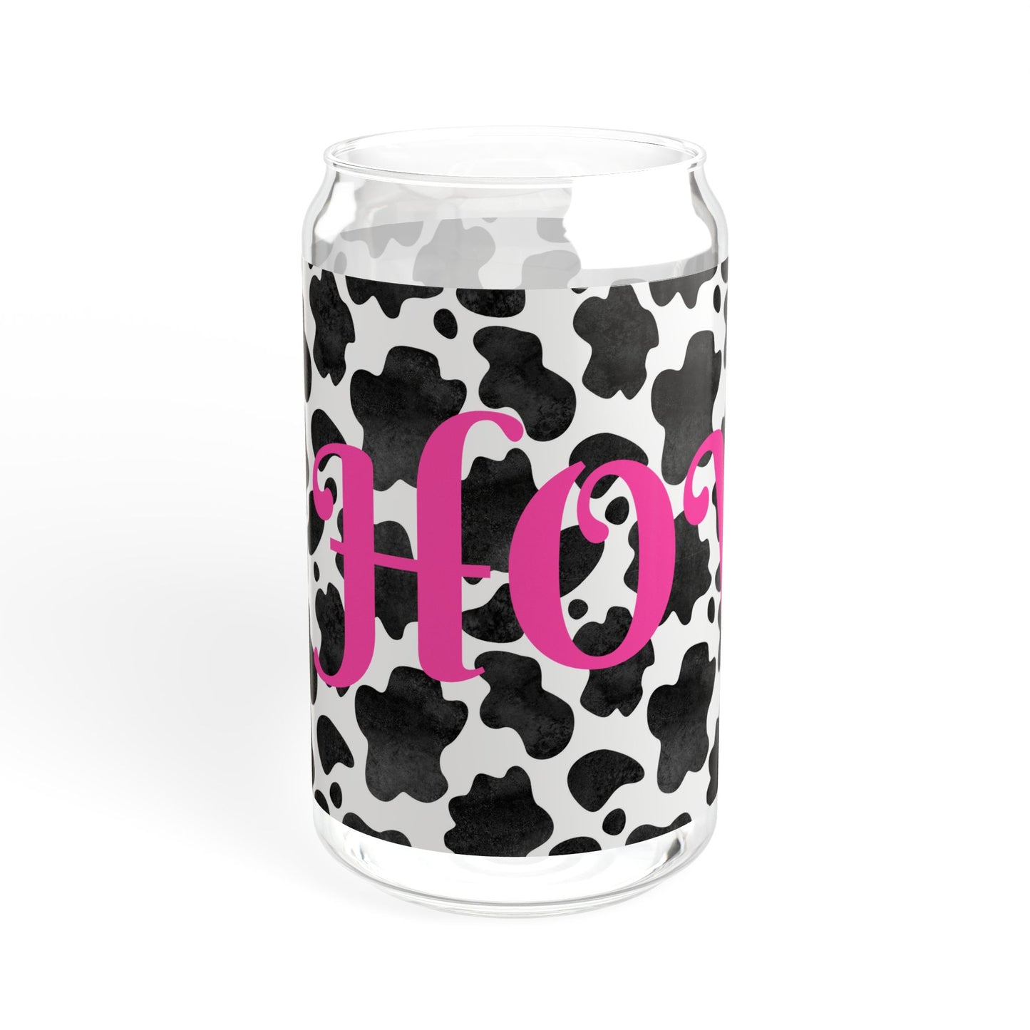 Cute Cow Print Sipper Glass with Straw - 16oz
