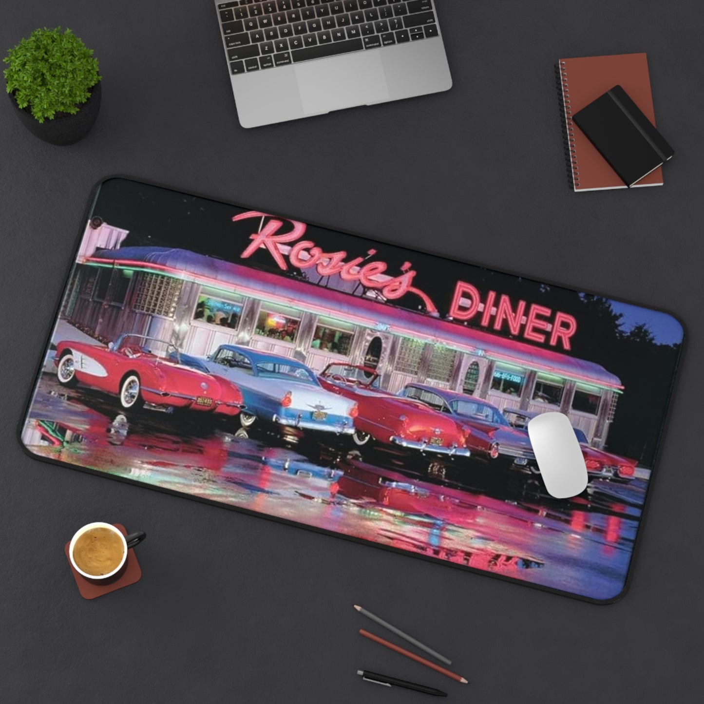 Retro Diner Desk Mat - Classic Cars & Nostalgic Vibes for Home Office