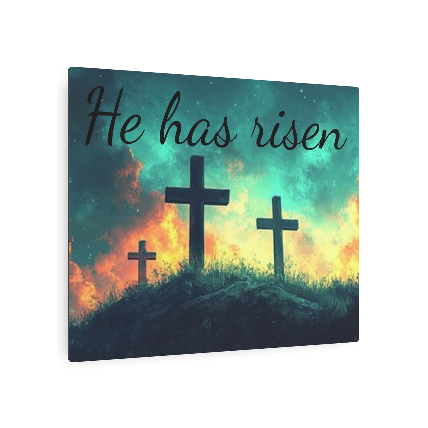 Inspirational Metal Art Sign with Cross Design