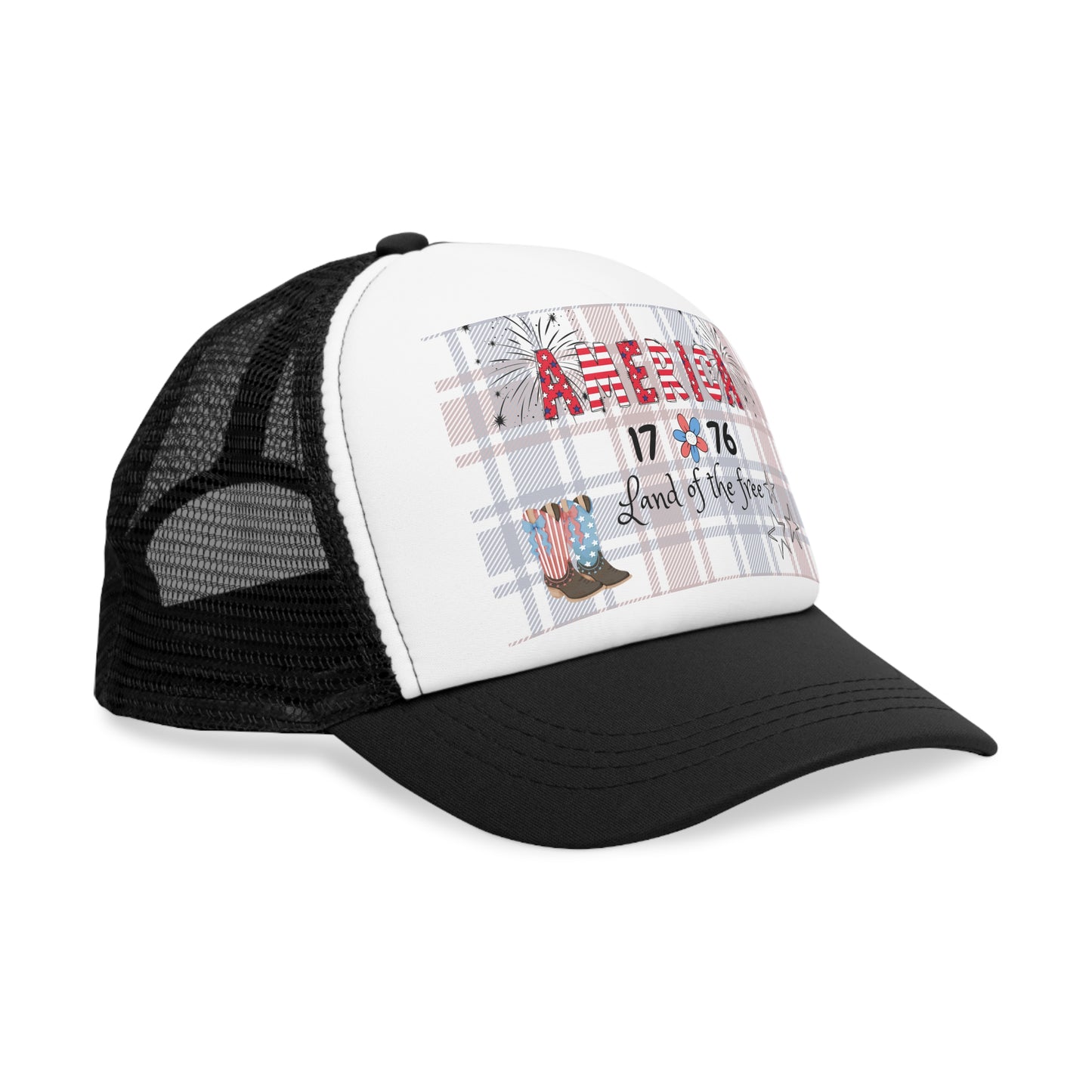 Patriotic Mesh Cap, USA Trucker Hat, 4th of July Gift, Independence Day Apparel, America Land of the Free Hat