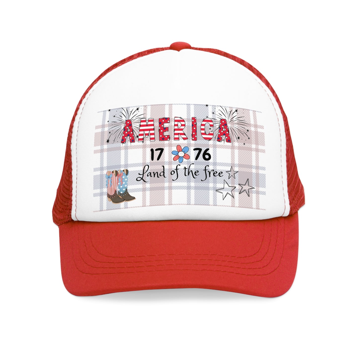 Patriotic Mesh Cap, USA Trucker Hat, 4th of July Gift, Independence Day Apparel, America Land of the Free Hat
