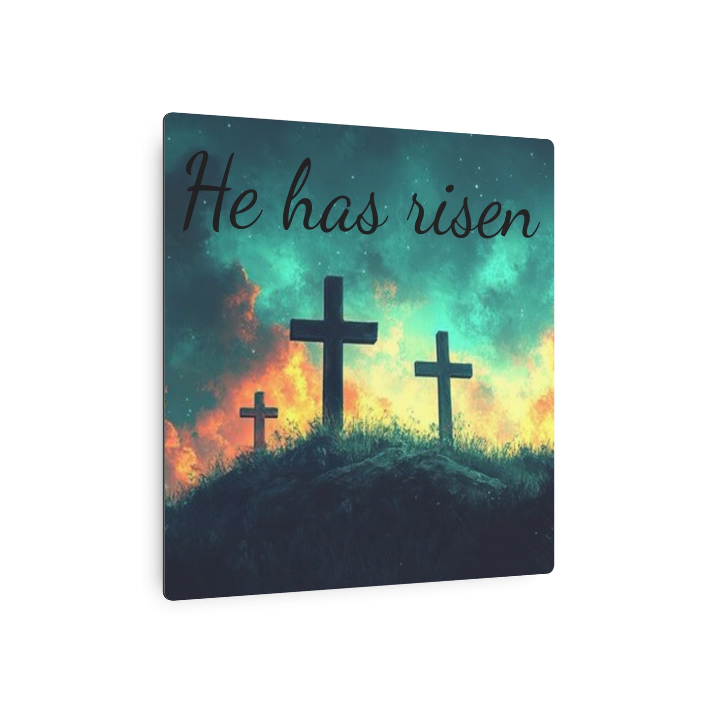 Inspirational Metal Art Sign with Cross Design