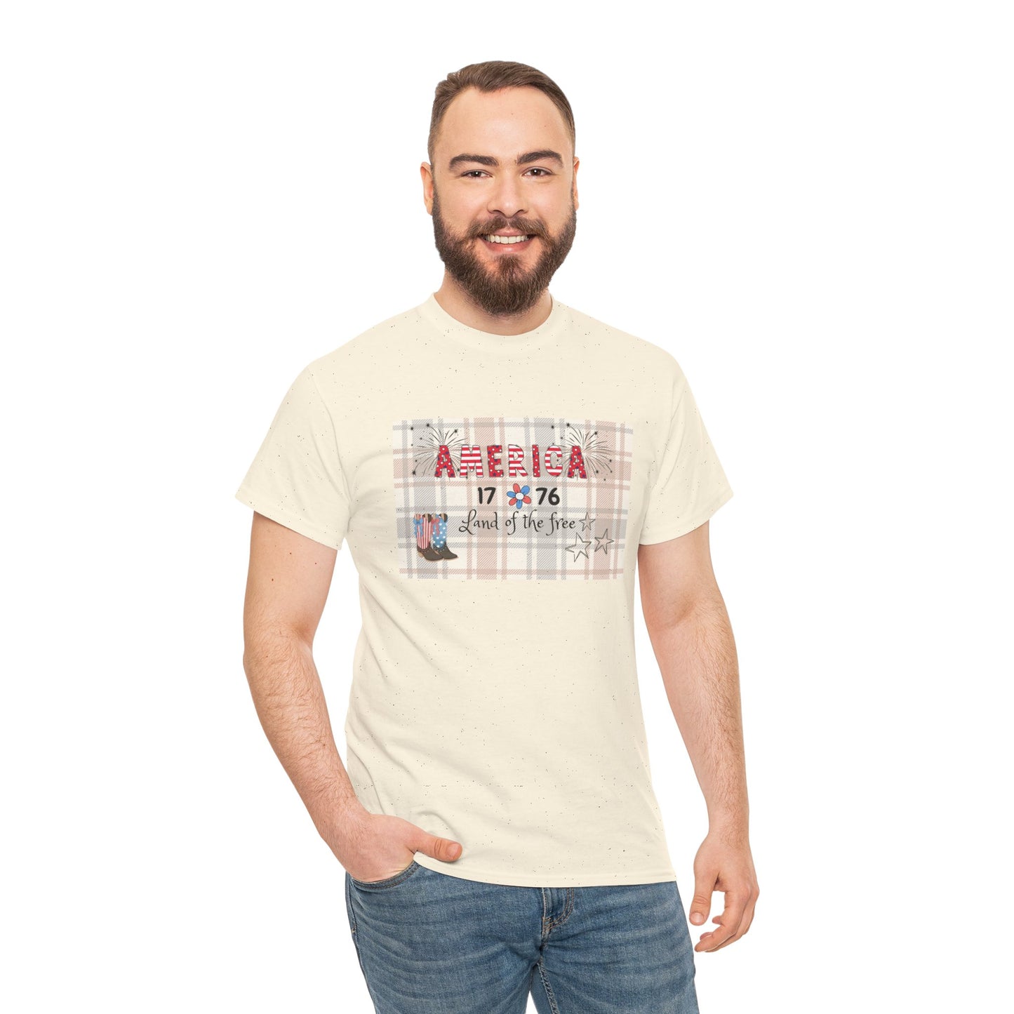 Patriotic Unisex Heavy Cotton Tee | America 1776 Land of the Free