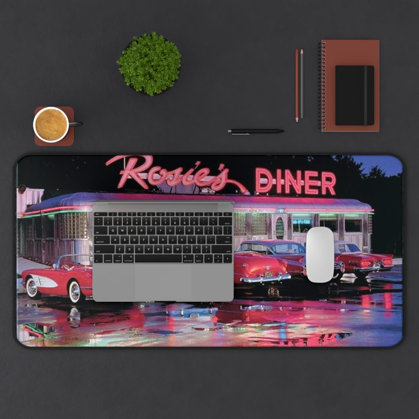 Retro Diner Desk Mat - Classic Cars & Nostalgic Vibes for Home Office
