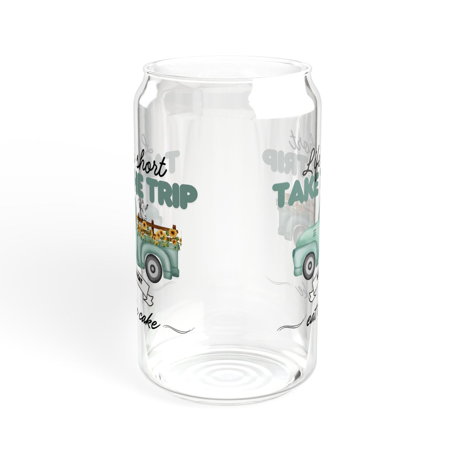 Life is Short Sipper Glass - 16oz Travel-Themed Drinkware with Bamboo Lid & Straw