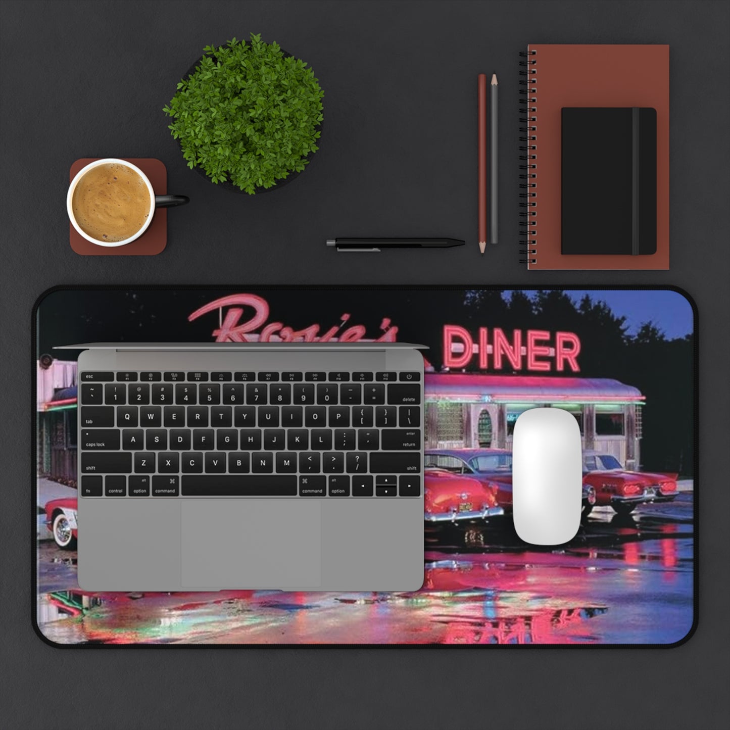 Retro Diner Desk Mat - Classic Cars & Nostalgic Vibes for Home Office