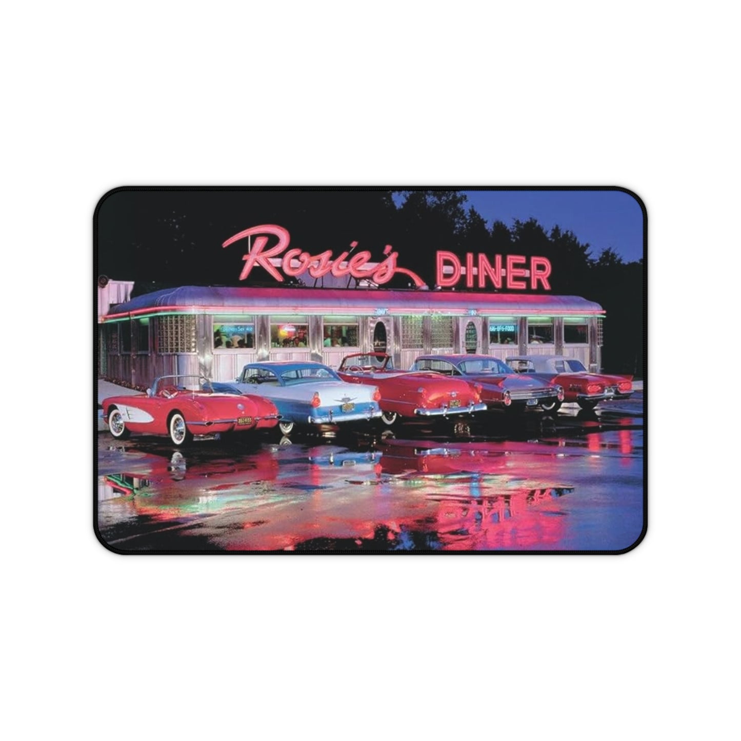 Retro Diner Desk Mat - Classic Cars & Nostalgic Vibes for Home Office