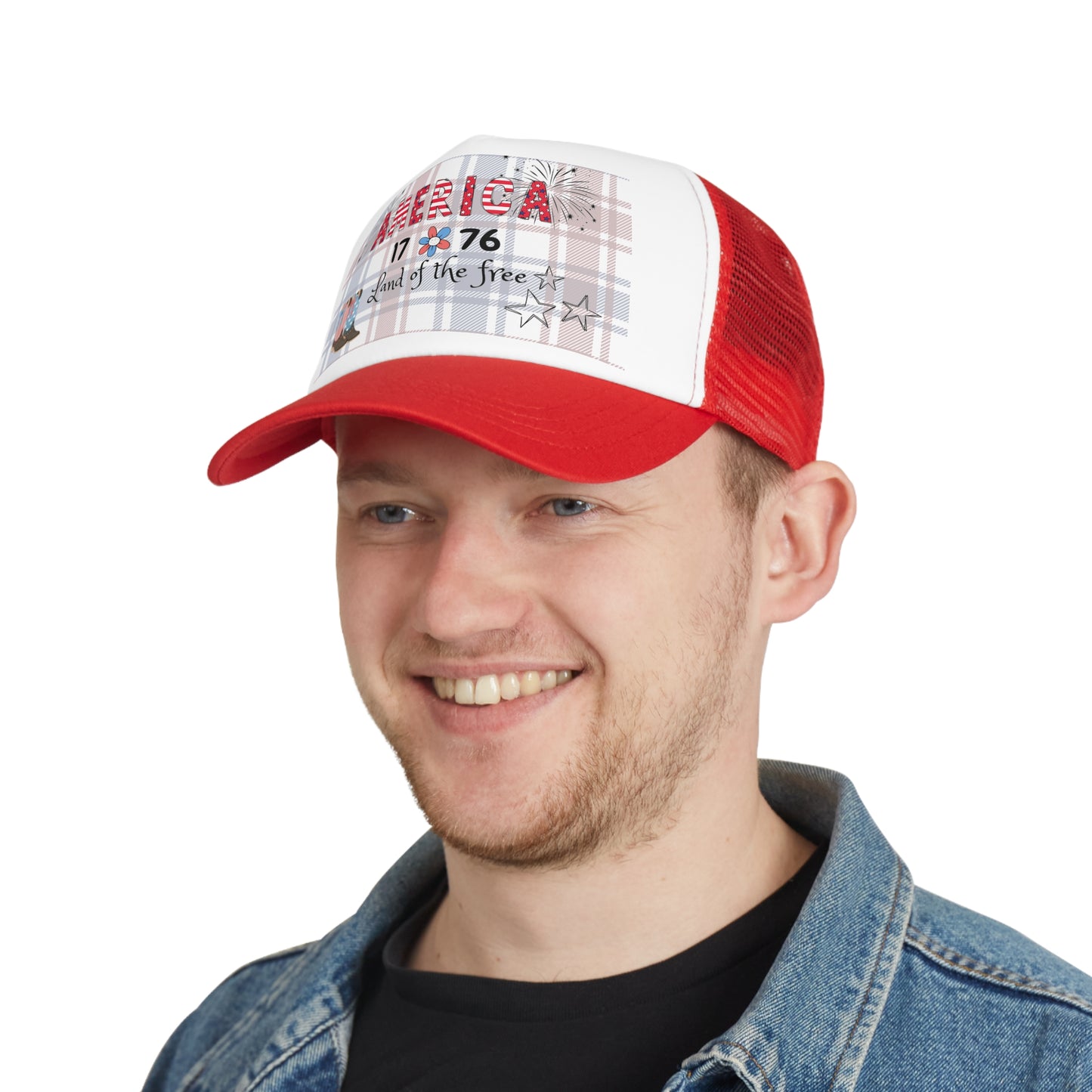 Patriotic Mesh Cap, USA Trucker Hat, 4th of July Gift, Independence Day Apparel, America Land of the Free Hat