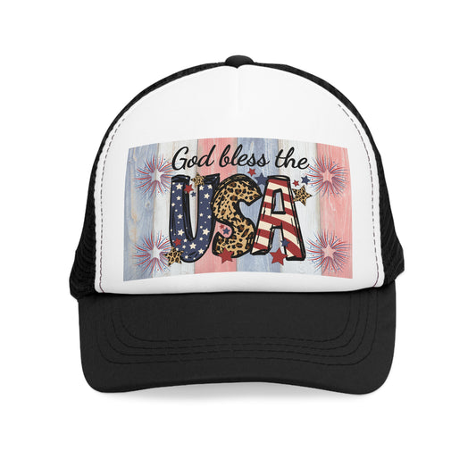 God Bless the USA Mesh Cap, Patriotic Hat, Americana Cap, 4th of July Accessory, Summer Festival Gear
