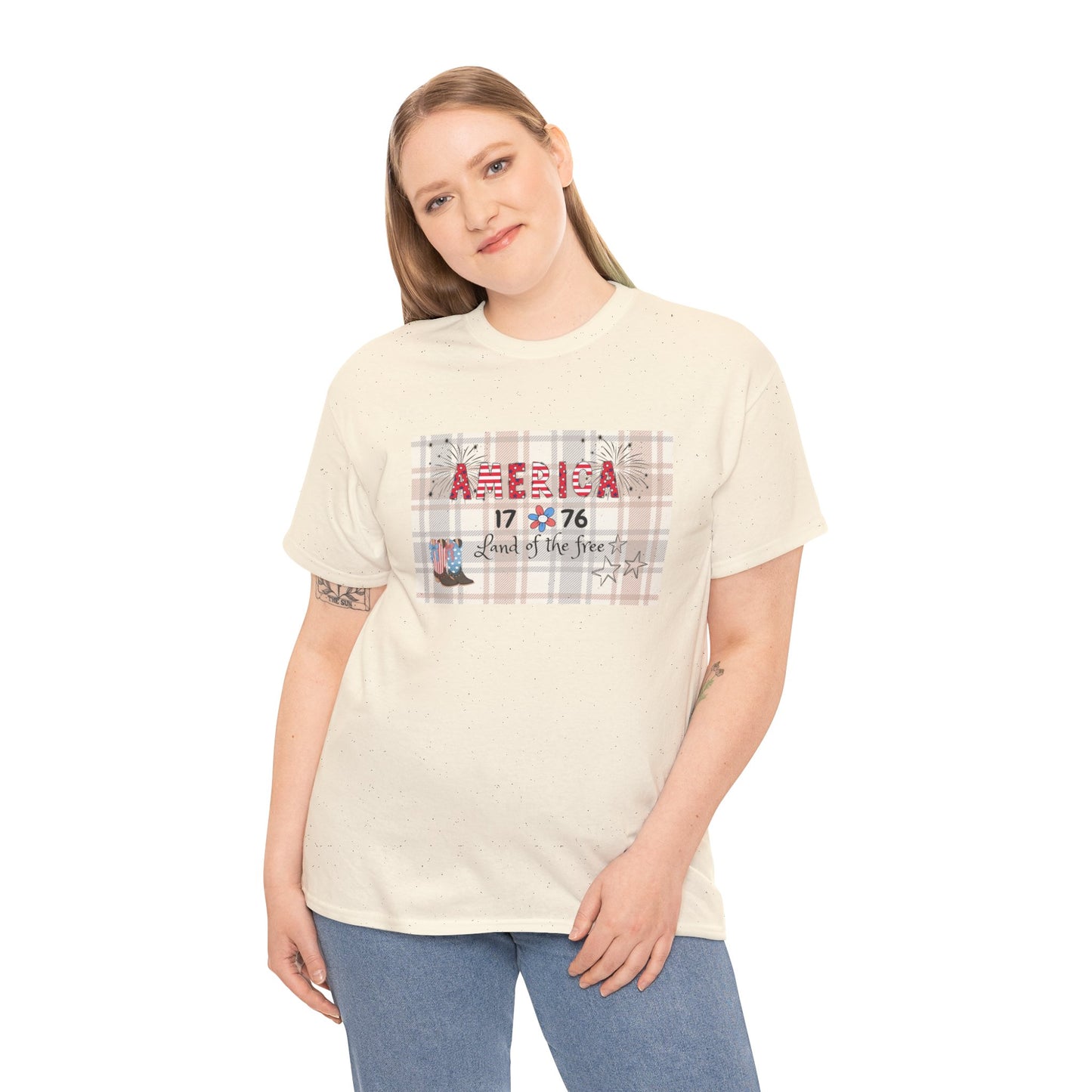 Patriotic Unisex Heavy Cotton Tee | America 1776 Land of the Free